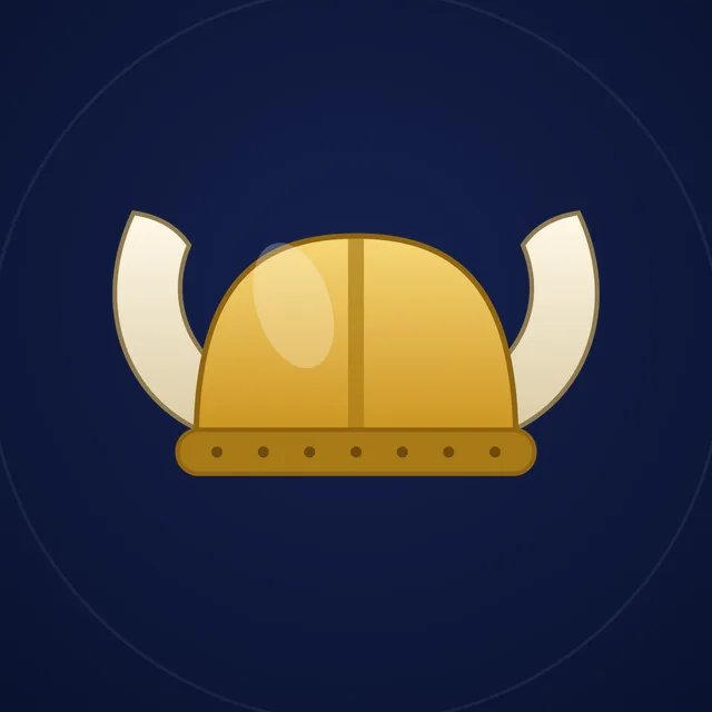Gold viking helmet with white horns